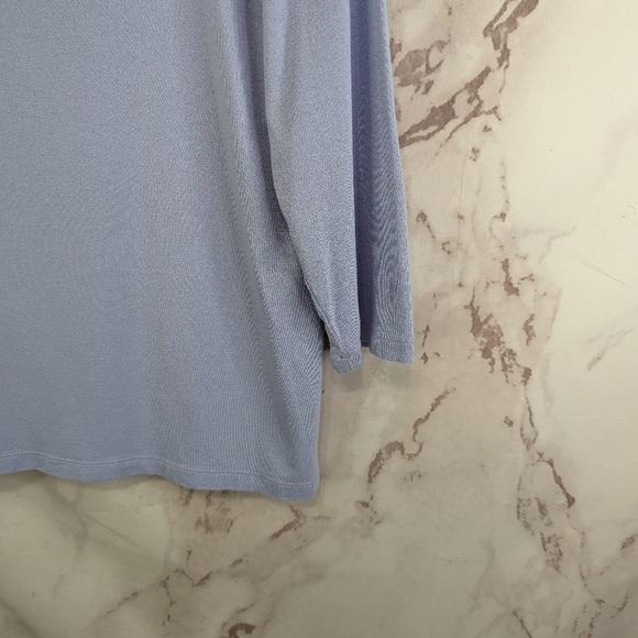 J Jill Shirt Women Medium Blue Long Half Sleeve Boat Neck Knit Stretch Wearever - Picture 4 of 10